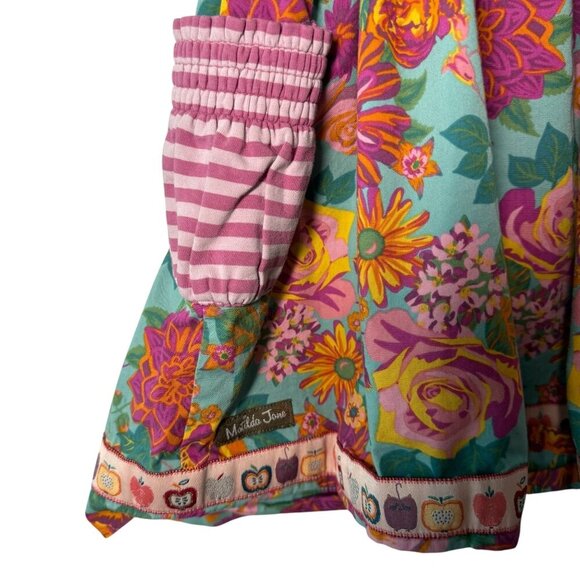 Matilda Jane Girls Sleeveless Floral Dress With Polka Dot Apples trim size 6 - Picture 6 of 7